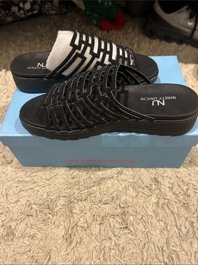 Ninety Union Black Woven Slide Mule